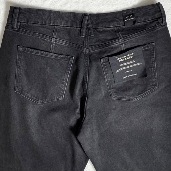 NWT Good American "Good 90s" Mid Rise Relaxed Fit Black Wash Jeans Size 14 L32" - Picture 9 of 14